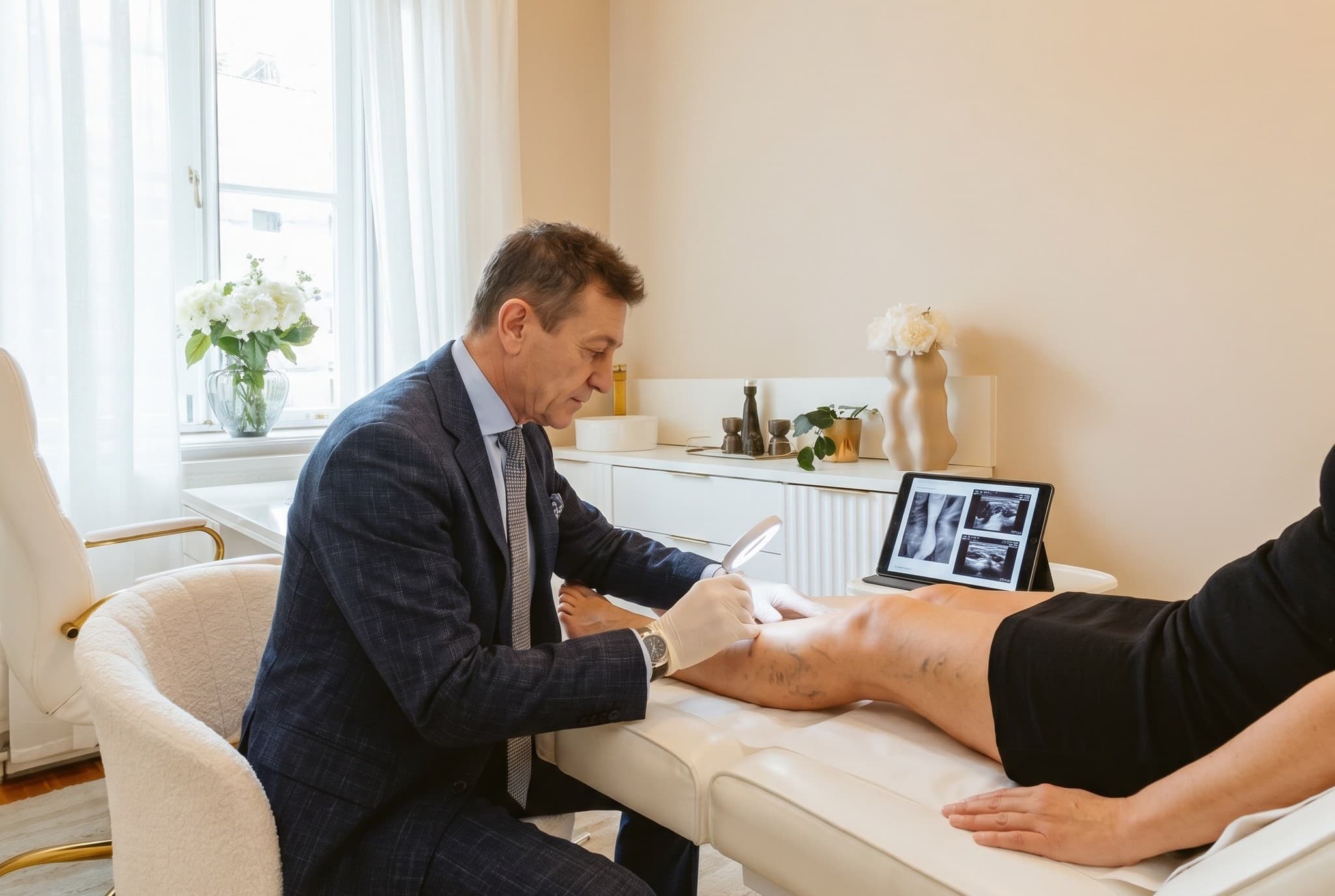 Doppler ultrasound vascular assessment of the leg at Sol Clinic London